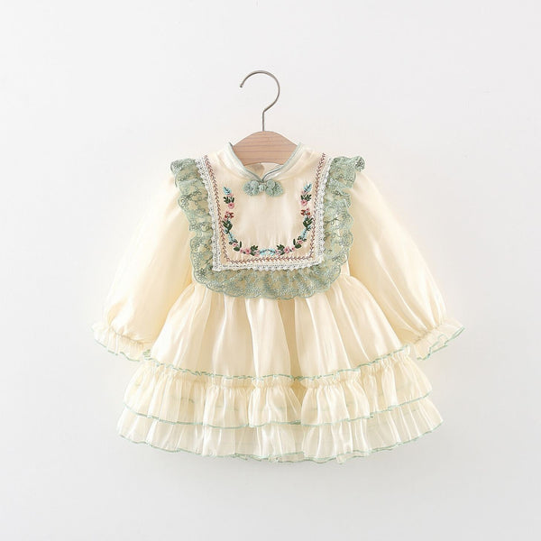 Embroidered lace layered dress