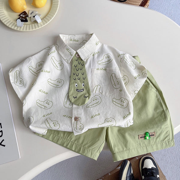 Dino printed shirt and shorts set