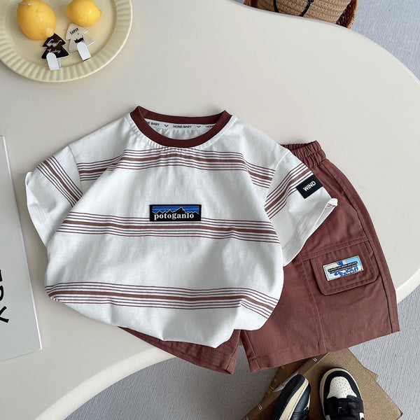 Striped round neck t-shirt and shorts set