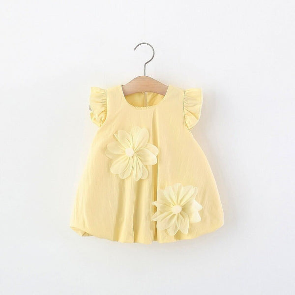 Pleated flower made summer dress