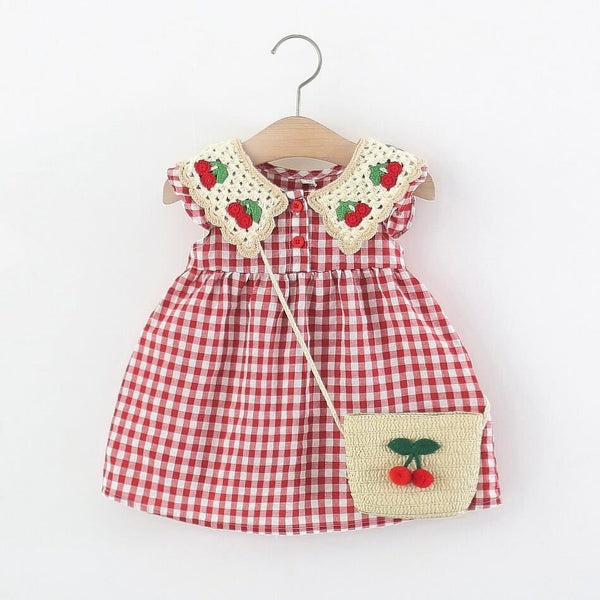 Checkered berry summer dress