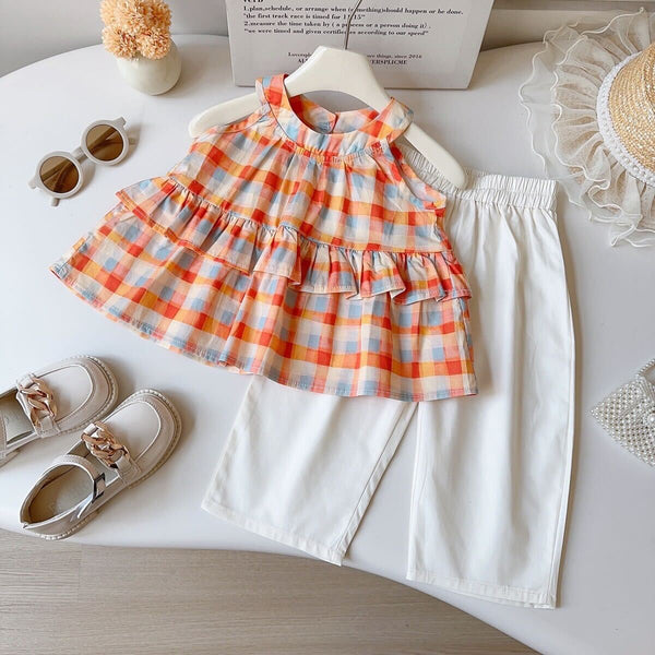 Checkered top and pants set