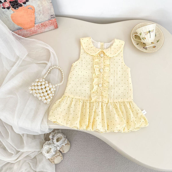 Yellow polka dot premium dress