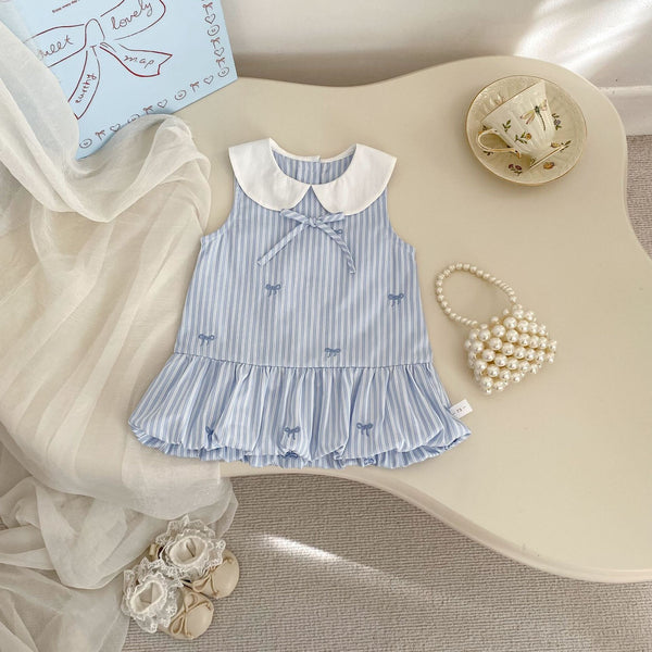 Striped sky blue premium dress
