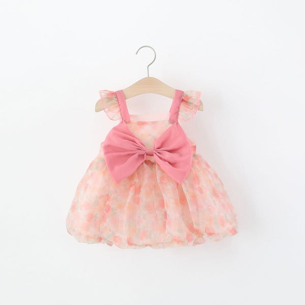 Bow floral net dress