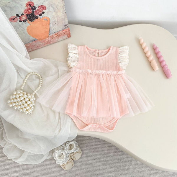 Pink lace premium romper