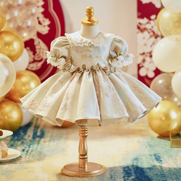Ruffle lace embroidered premium party dress
